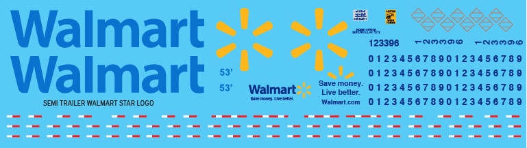 Walmart Star Logo 53ft Semi Trailer Decals