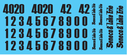 Seneca &amp; Lake Erie (SLEX) Locomotive Patch Out Decal Sets, Set Color: Black Letters/Numbers, Scale: HO Scale (1:87)