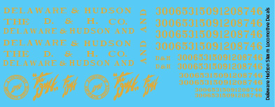 HO Scale - Delaware Hudson Steam Locomotive Decals