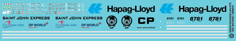 Canadian Pacific Hapag Lloyd Saint John Express Locomotive Decals