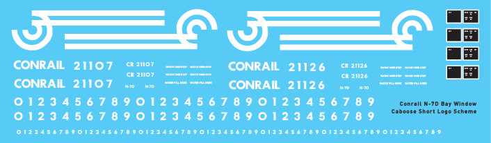 Conrail N7D Bay Window Caboose Decals Short Logo