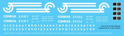 N Scale - Conrail N7D Bay Window Caboose Decals Short Logo