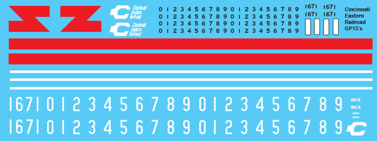 Cincinnati Eastern Railroad GP15 Locomotive Decal