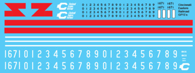 N Scale - Cincinnati Eastern Railroad GP15 Locomotive Decal