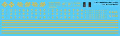 N Scale - Erie Lackawanna Bay Window Caboose Decals Maroon/Gray