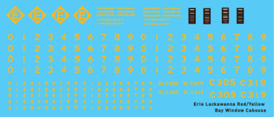 N Scale - Erie Lackawanna Bay Window Caboose Decals Red/Yellow