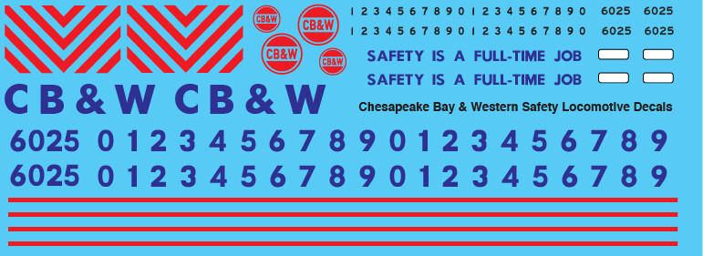 Chesapeake Bay &amp; Western Safety Locomotive Decals