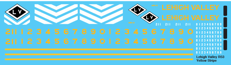Lehigh Valley RS3 Locomotive Red/Yellow Scheme Decals