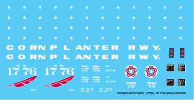 N Scale - Cornplanter Railway 90t 1776 Open Hopper Decals