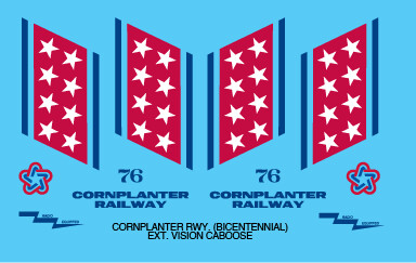 HO Scale - Cornplanter Railway Ext Vision Bicentennial Caboose Decals