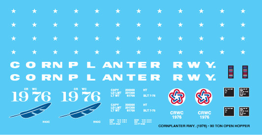 Cornplanter Railway 90t 1976 Open Hopper Decals