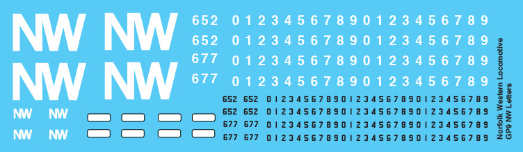 Norfolk Western Black GP7 Locomotive Decals