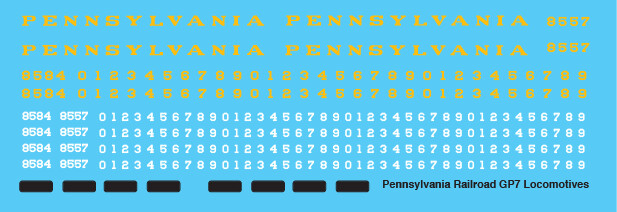 Pennsylvania Railroad GP9 Locomotive Decals