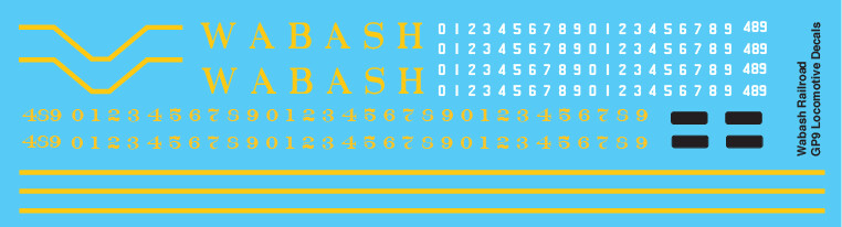 Wabash Blue GP7 Locomotive Decals