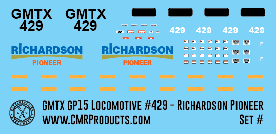 GMTX Leasing Richardson Pioneer Locomotive Decals