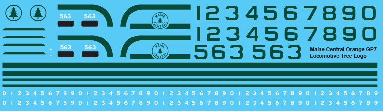 Maine Central Yellow GP9 Tree Logo Locomotive Decals