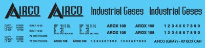 HO Scale - Airco 40ft Gray Box Car Decals
