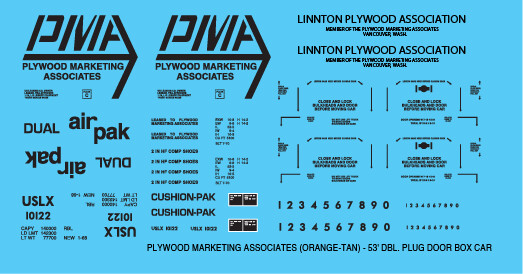 Plywood Marketing Orange Tan 50ft Dbl Plug Box Car Decals