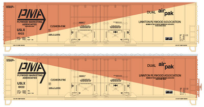 Plywood Marketing Orange Tan 50ft Dbl Plug Box Car Decals