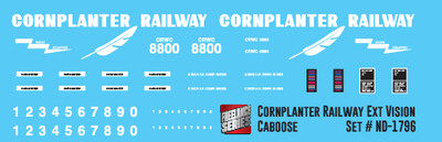 N Scale - Cornplanter Railway Ext Vision Caboose Decals
