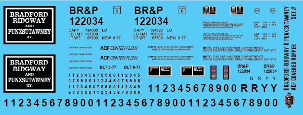 Bradford Ridgway Punxsutawney Covered Hopper Decals