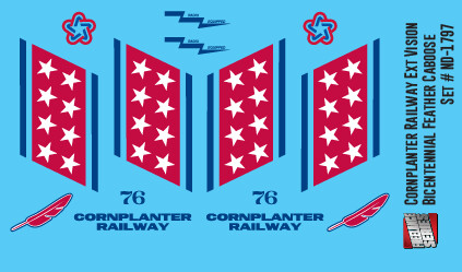 Cornplanter Railway Ext Vision Bicentennial Feather Caboose Decals