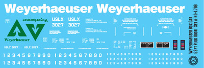 O Scale (1:48) - Weyerhaeuser 53ft Plug Door Box Car Decals