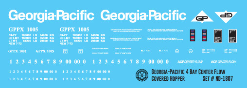 Georgia Pacific 4 Bay Centerflow Covered Hopper Decals