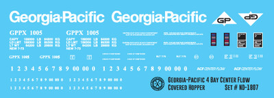 HO Scale - Georgia Pacific 4 Bay Centerflow Covered Hopper Decals