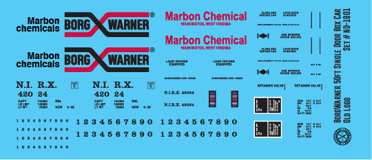 Borg Warner 50ft Single Door Box Car Old Logo Decals