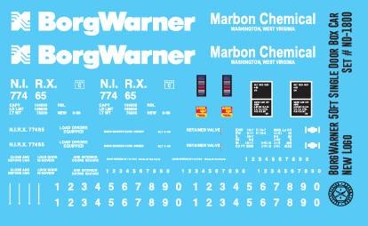 Borg Warner 50ft Single Door Box Car New Logo Decals