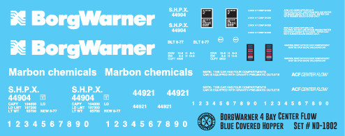 Borg Warner Blue 4 Bay Centerflow Covered Hopper New Logo Decals