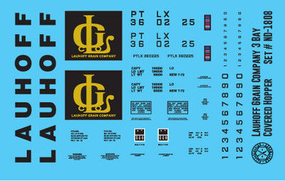 N Scale - Lauhoff Grain Company 3 Bay Covered Hopper Decals