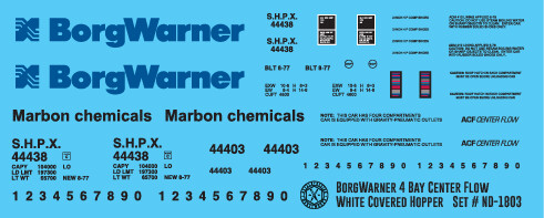 Borg Warner White 4 Bay Centerflow Covered Hopper New Logo Decals