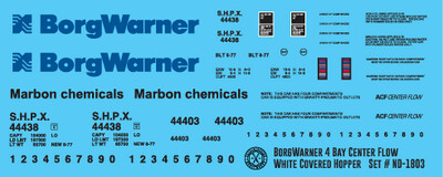 Borg Warner White 4 Bay Centerflow Covered Hopper New Logo Decals