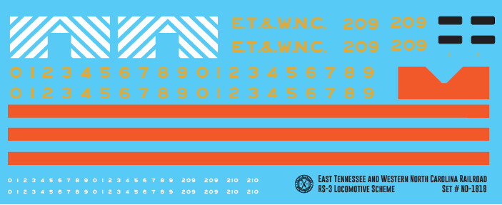 East Tennessee &amp; West North Carolina RS3 Locomotive Decals