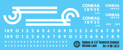 Conrail N-11F Transfer Caboose Medium Logo Decals
