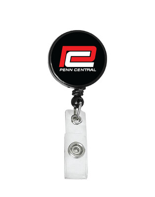 Railroad Logo Badge Reel - Penn Central Black/Red P