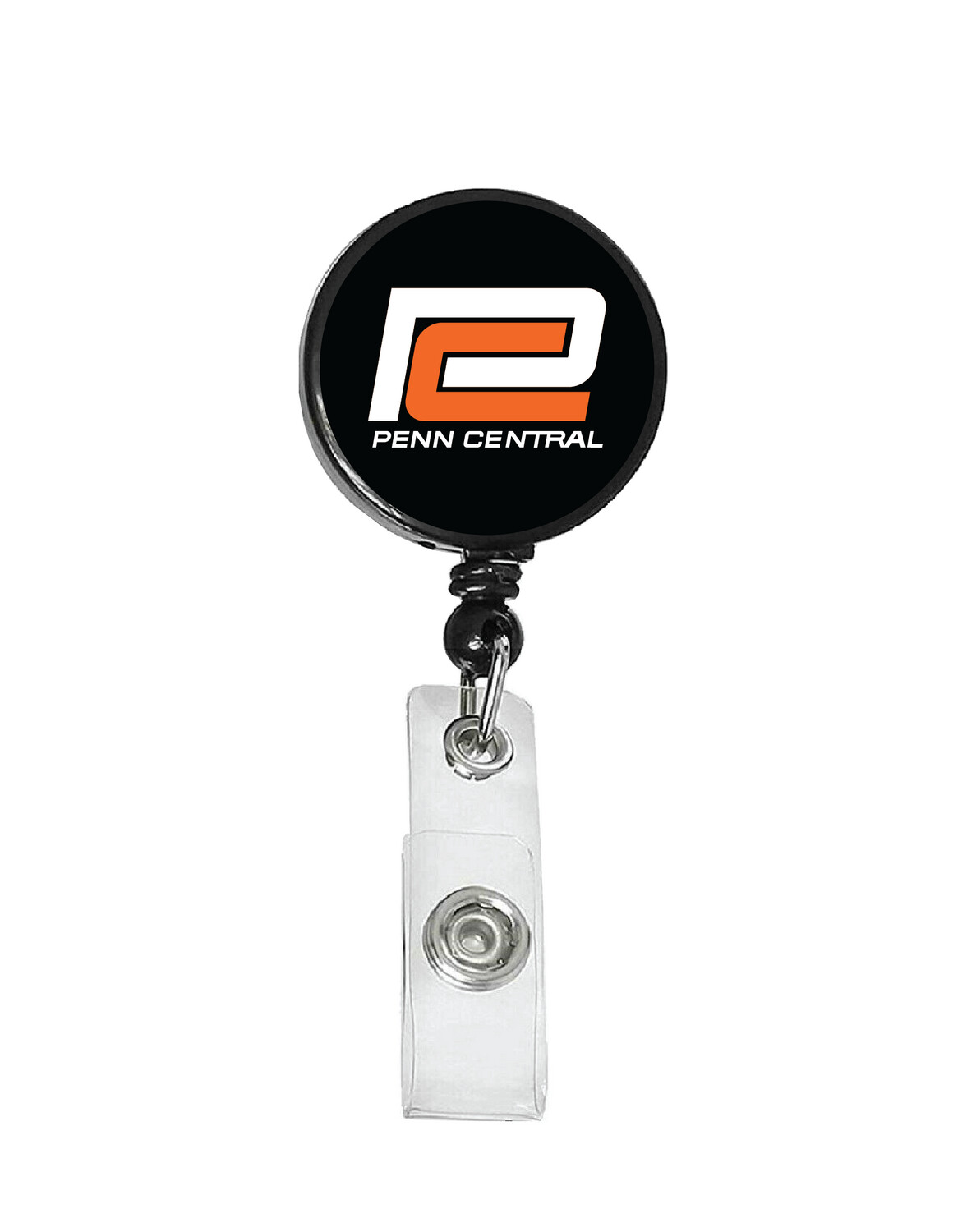 Railroad Logo Badge Reel - Penn Central Black/Orange C