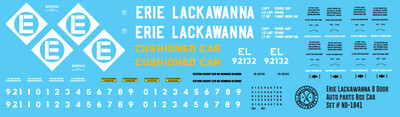 Erie Lackawanna 8 Door Auto Parts Box Car Decals