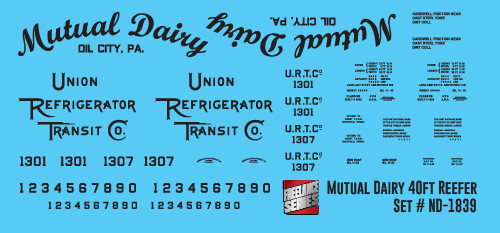 Mutual Dairy 40&#39; Wood Reefer Decals