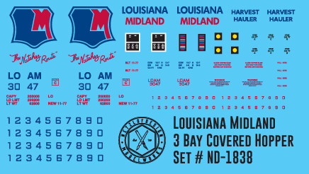 Louisiana Midland 3 Bay Covered Hopper Decals