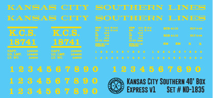 Kansas City Southern 40&#39; Box Car Express V1 Decals