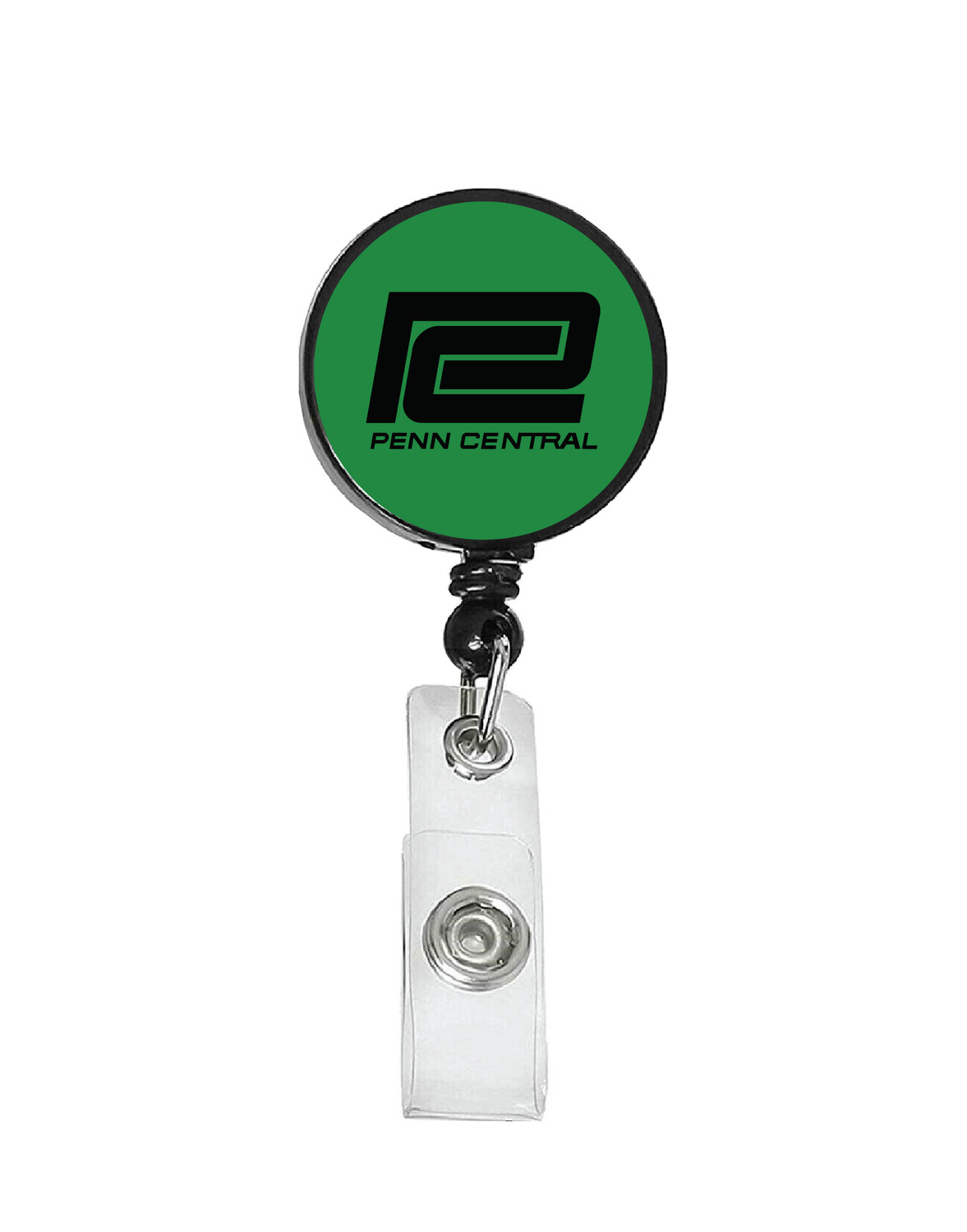 Railroad Logo Badge Reel - Penn Central Green/Black