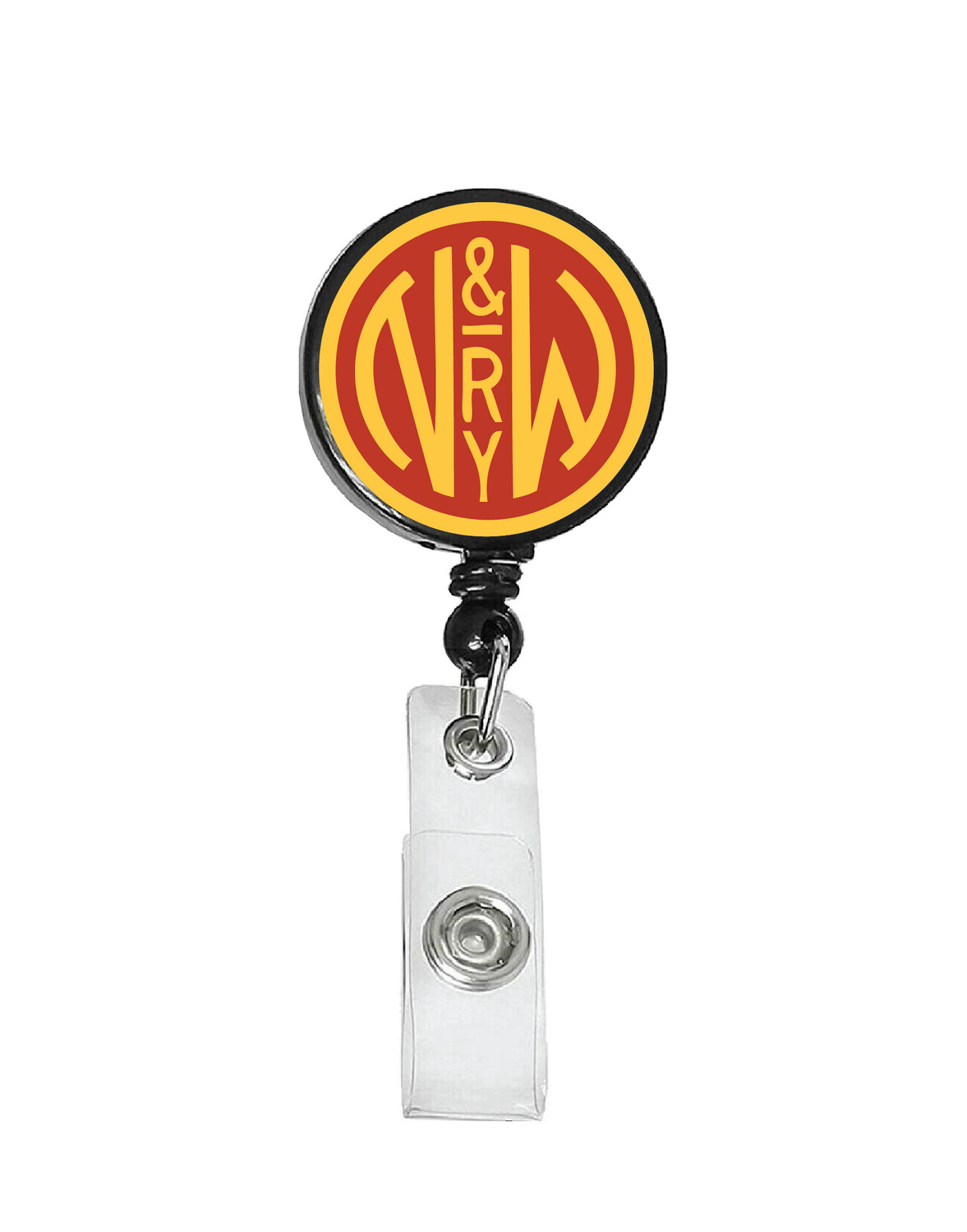 Railroad Logo Badge Reel - Norfolk Western Red/Yellow Logo