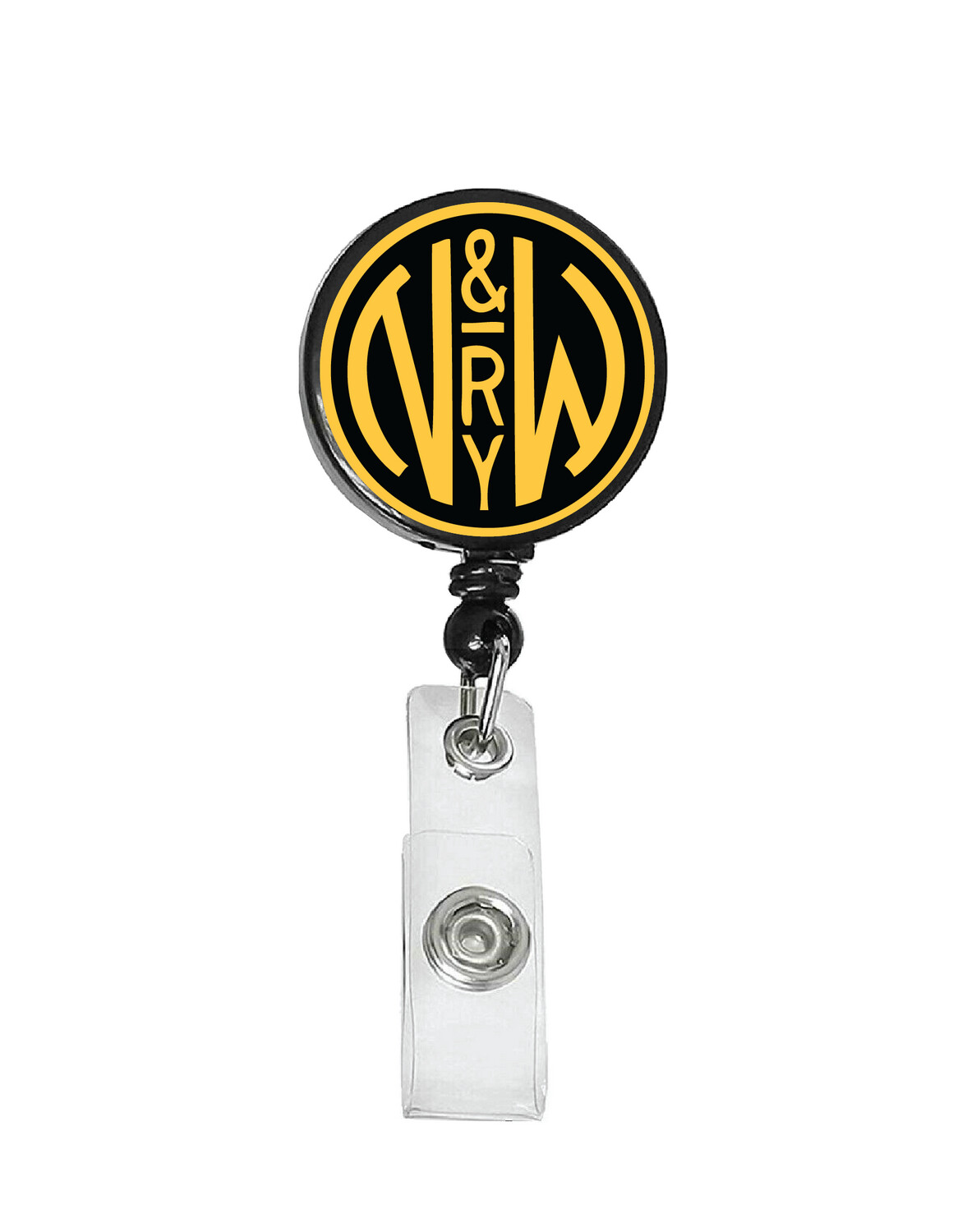 Railroad Logo Badge Reel - Norfolk Western Black/Yellow Logo