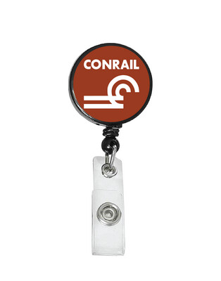 Railroad Logo Badge Reel - Conrail - Brown/White
