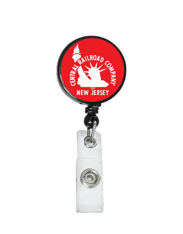 Railroad Logo Badge Reel - Central Railroad of New Jersey Red/White Logo