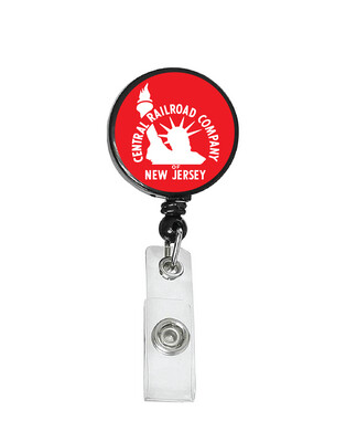 Railroad Logo Badge Reel - Central Railroad of New Jersey Red/White Logo