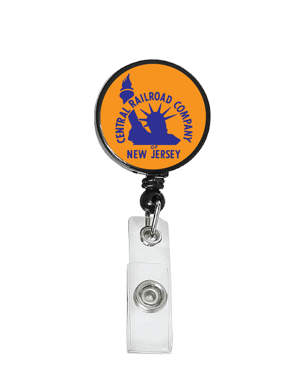 Railroad Logo Badge Reel - Central Railroad of New Jersey Orange/Blue Logo